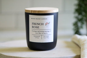 French Rose Black Velvet Candle