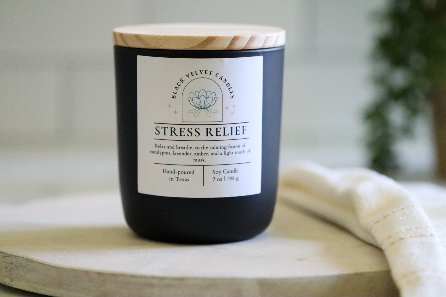Stress Relief Black Velvet Candle