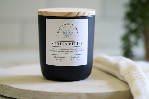 Stress Relief Black Velvet Candle